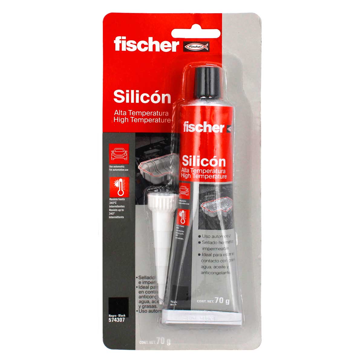 Silicón alta temperatura negro 70 gramos 574307 Fischer