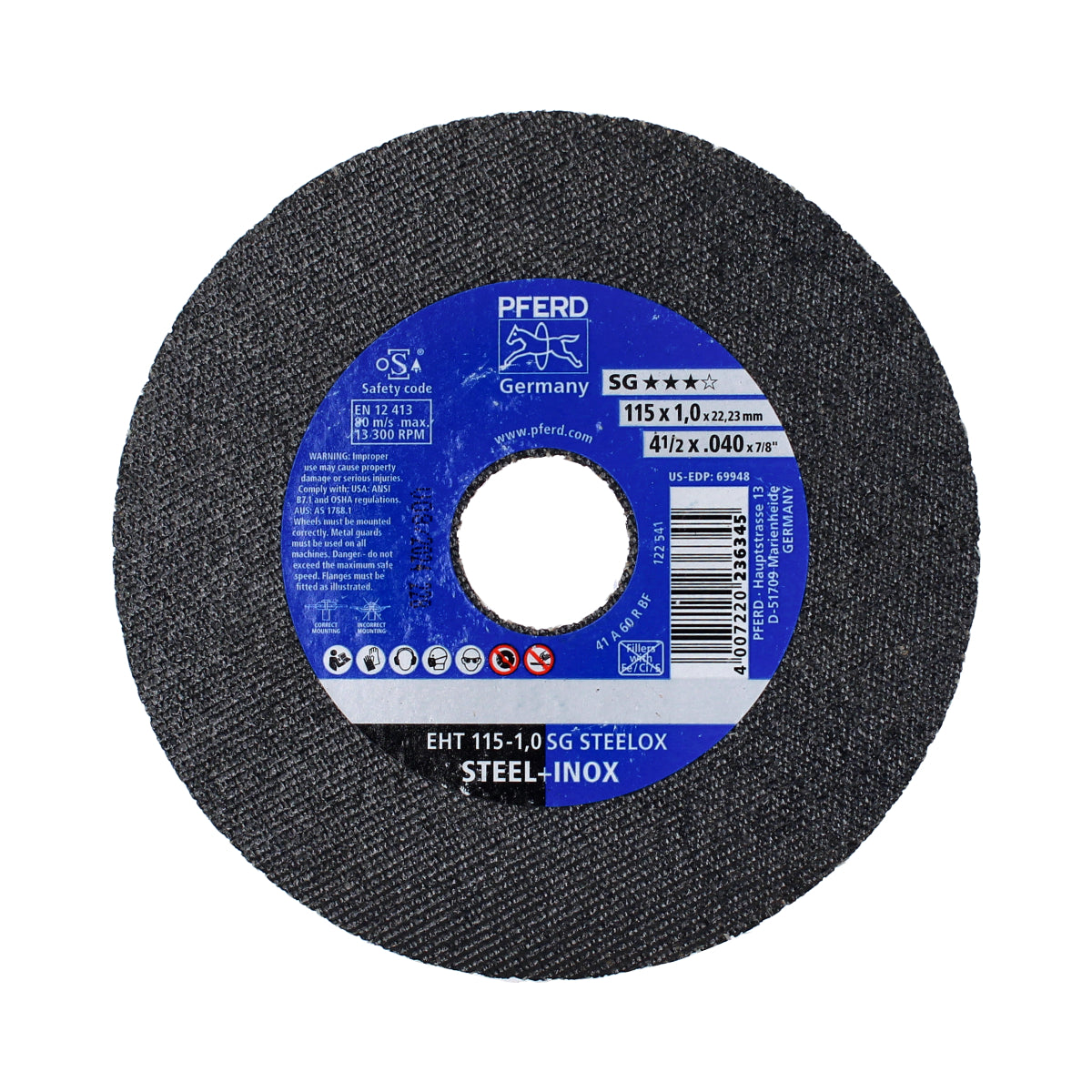 Disco para corte de acero inoxidable 4-1/2" SG STEELOX PFERD