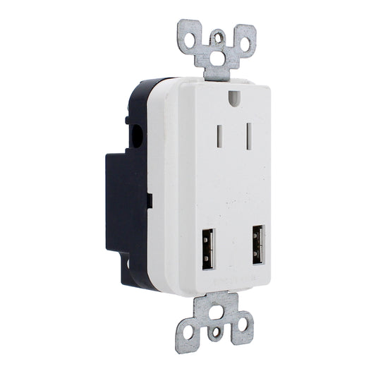 Receptáculo aterrizado con doble USB FU1328 Fulgore