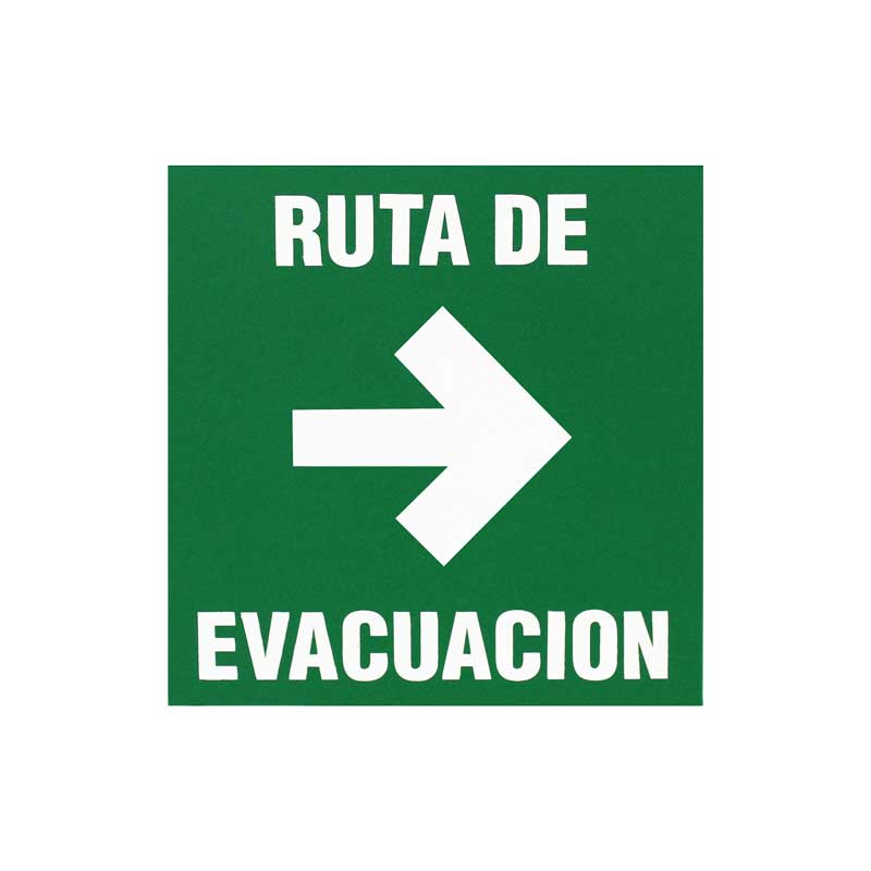Letrero Ruta de Evacuación derecha 18 x 18 cm fotoluminiscente