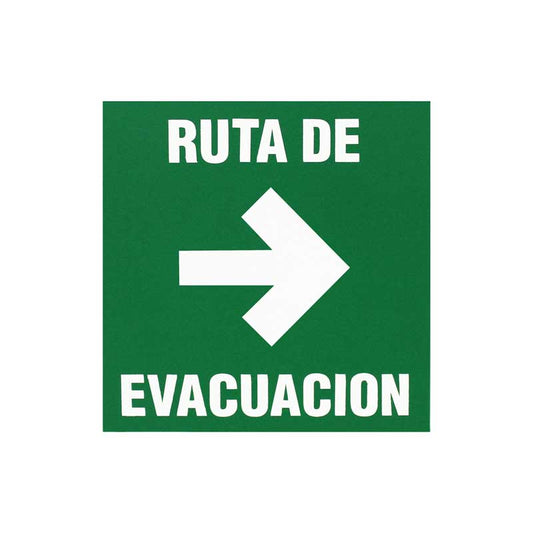 Letrero Ruta de Evacuación derecha 18 x 18 cm fotoluminiscente