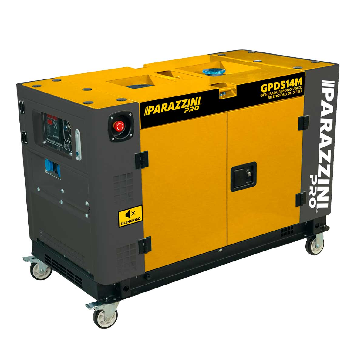 Generador silencioso monofásico 14 Kw diesel GPDS14M Parazzini Pro