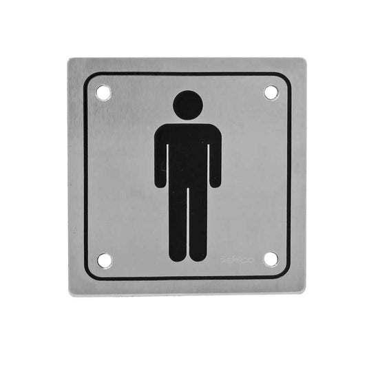 Letrero cuadrado para WC hombre acero inoxidable grabado 91030 Ashico