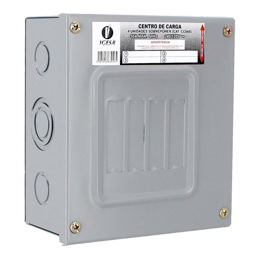 Centro de carga de 4 unidades 50 Amp de sobreponer CC04S IGESA