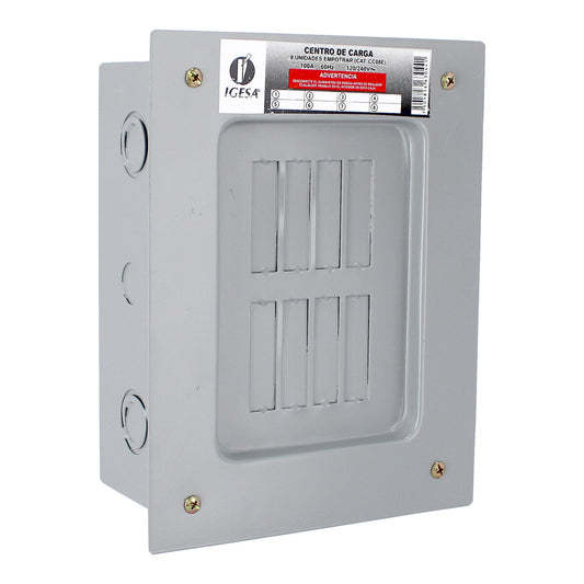 Centro de carga de 8 unidades 100 Amp empotrable CC08E IGESA
