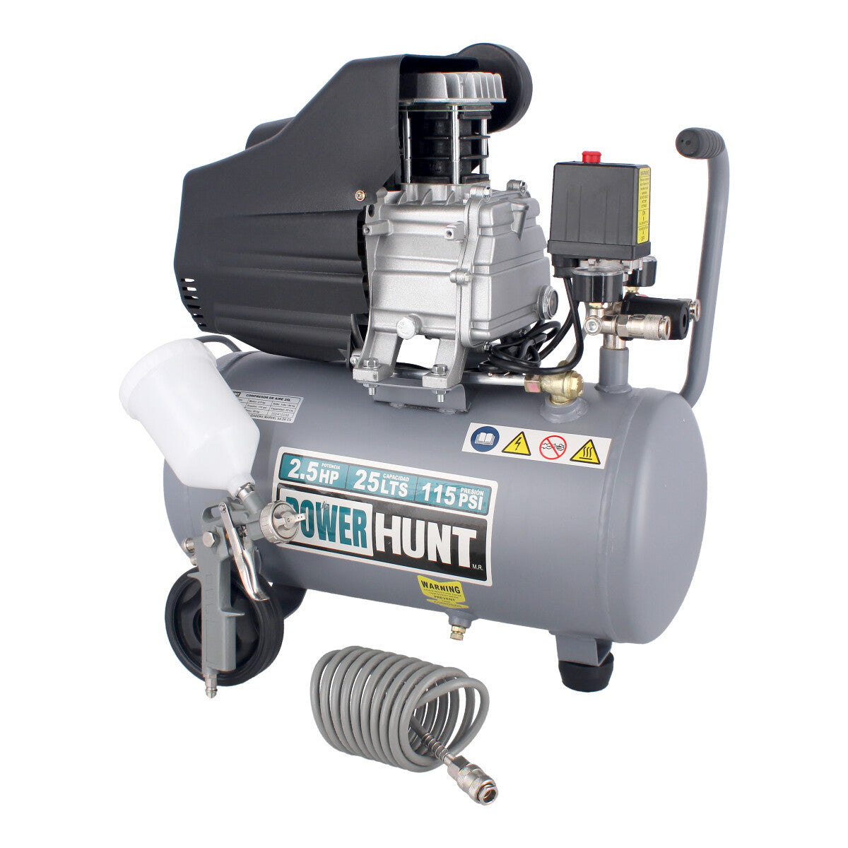 Kit compresor 2.5 HP + manguera + pistola COMPHKIT25L Power Hunt