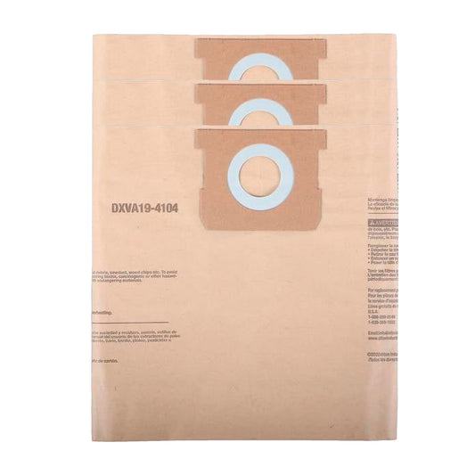 Bolsa de filtro de polvo desechable para aspiradora 3 piezas DXVA19-4104 Dewalt