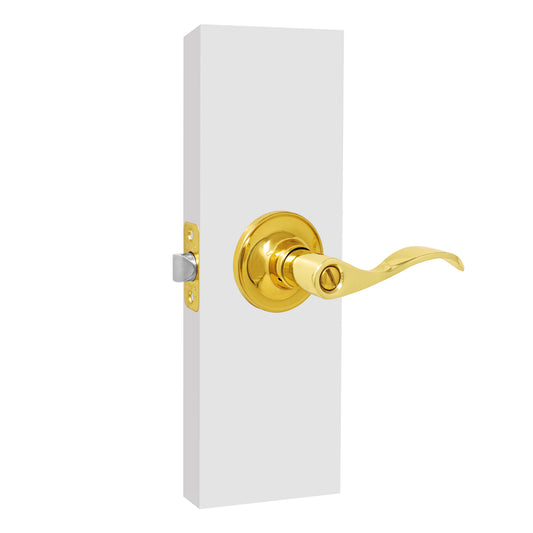 Cerradura de manija curva para baño latón brillante PF0069 Top Forge