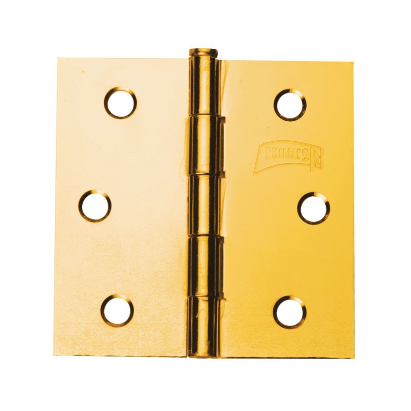 Bisagra cuadrada 3" latón brillante 830 Phillips