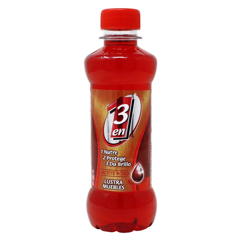 Aceite rojo lustrador para muebles 240 ml 3 en 1