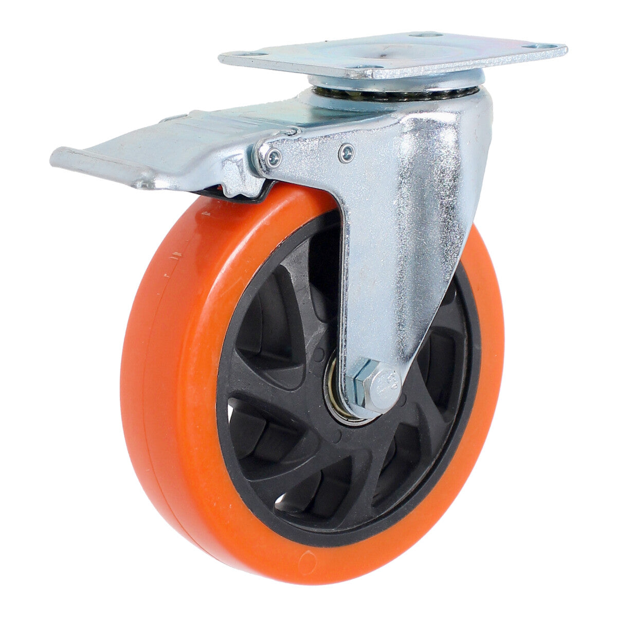 Rodaja placa giratoria con freno 5" X 1" 16636 Rodamil