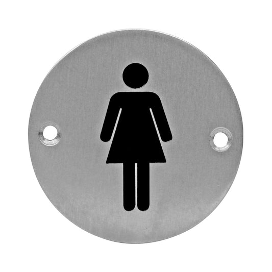 Letrero redondo para WC mujeres acero inoxidable Ashico