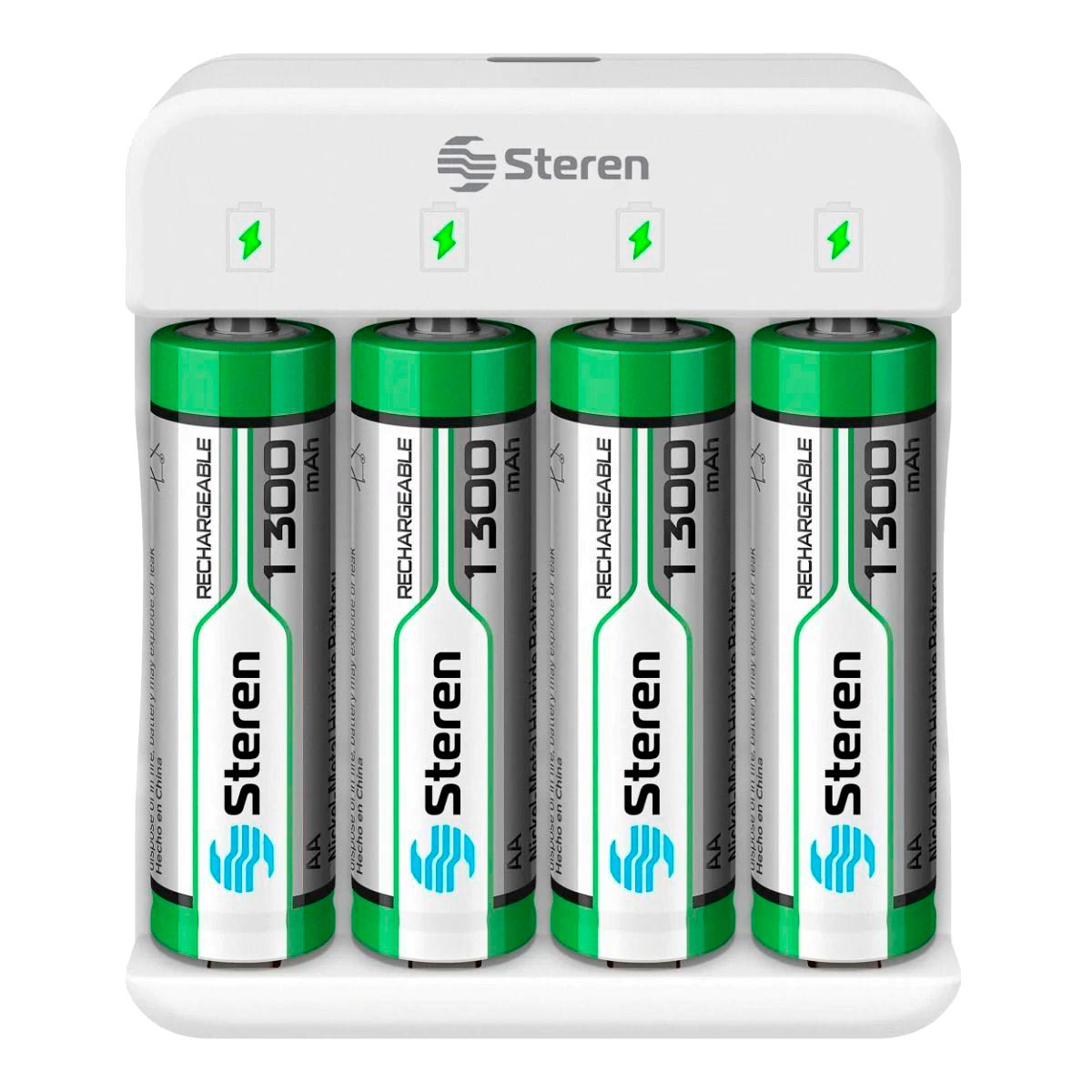 Cargador inteligente de pilas “AA” y “AAA” con 4 pilas AA CRG-016 Steren