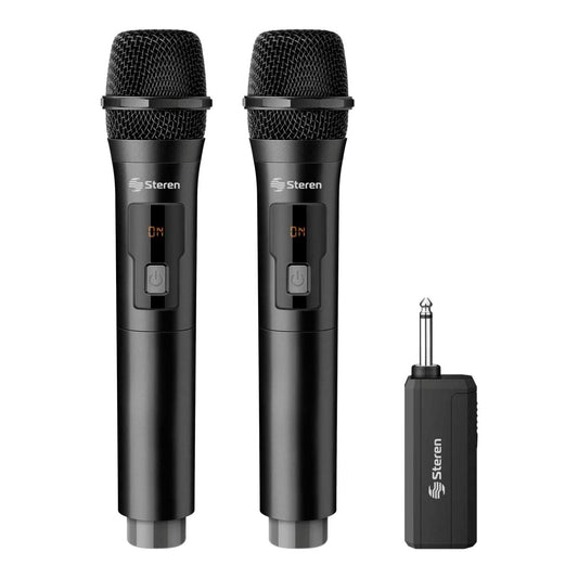 Sistema de 2 micrófonos inalámbricos y receptor, con batería recargable MIC-288R Steren
