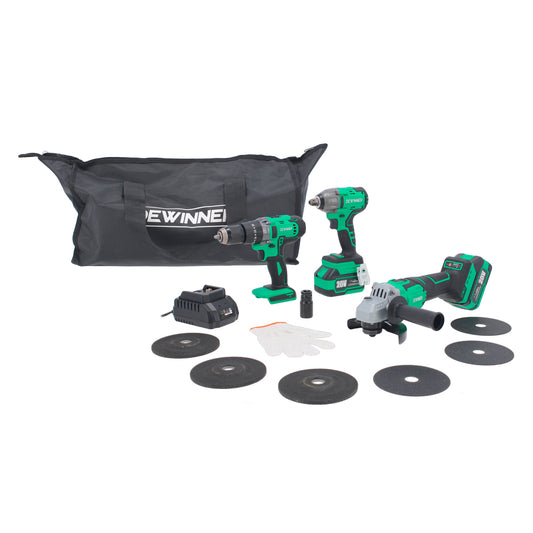 Combo inalámbrico de Rotomartillo + llave de impacto + mini esmeriladora 20 V DEWINNER